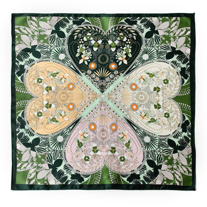 BCHICU Four-leaf Clover 53cm*53cm Printing 100% Small Square Silk Scarf Neckerchiefs&Bandana For All Occasions