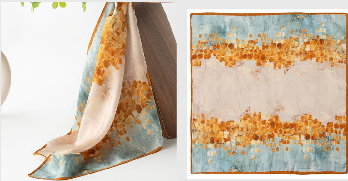 BCHICU Orange Oil Painting 53cm*53cm Printing 100% Small Square Silk Scarf Neckerchiefs&Bandana For All Occasions