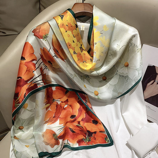 BCHICU Chrysanthemum 55cm*173cm 100% Silk Shawls