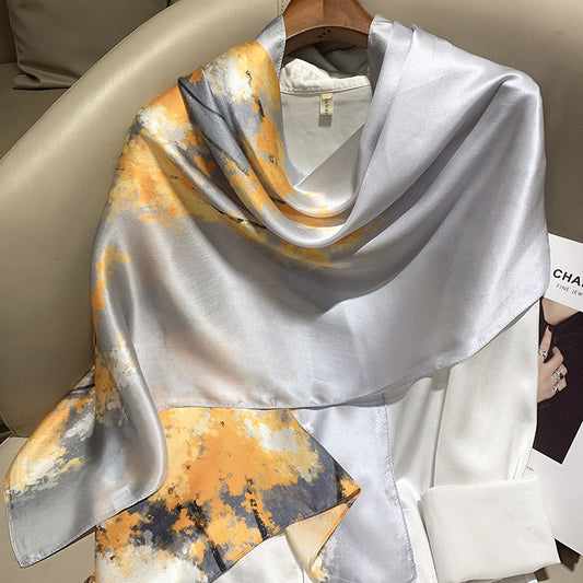 BCHICU Gray-yellow Gradient 55cm*173cm 100% Silk Shawls