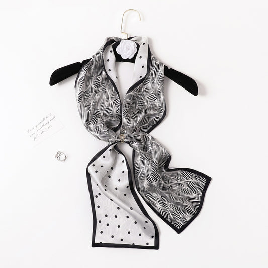 BCHICU PZS04-02# Double Layers 145cm*17cm 100% Small Silk Scarf Neckerchiefs