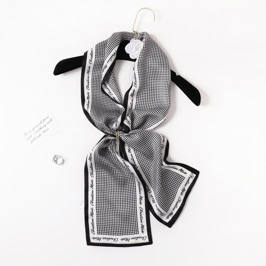 BCHICU PZS04-05# Double Layers 145cm*17cm 100% Small Silk Scarf Neckerchiefs