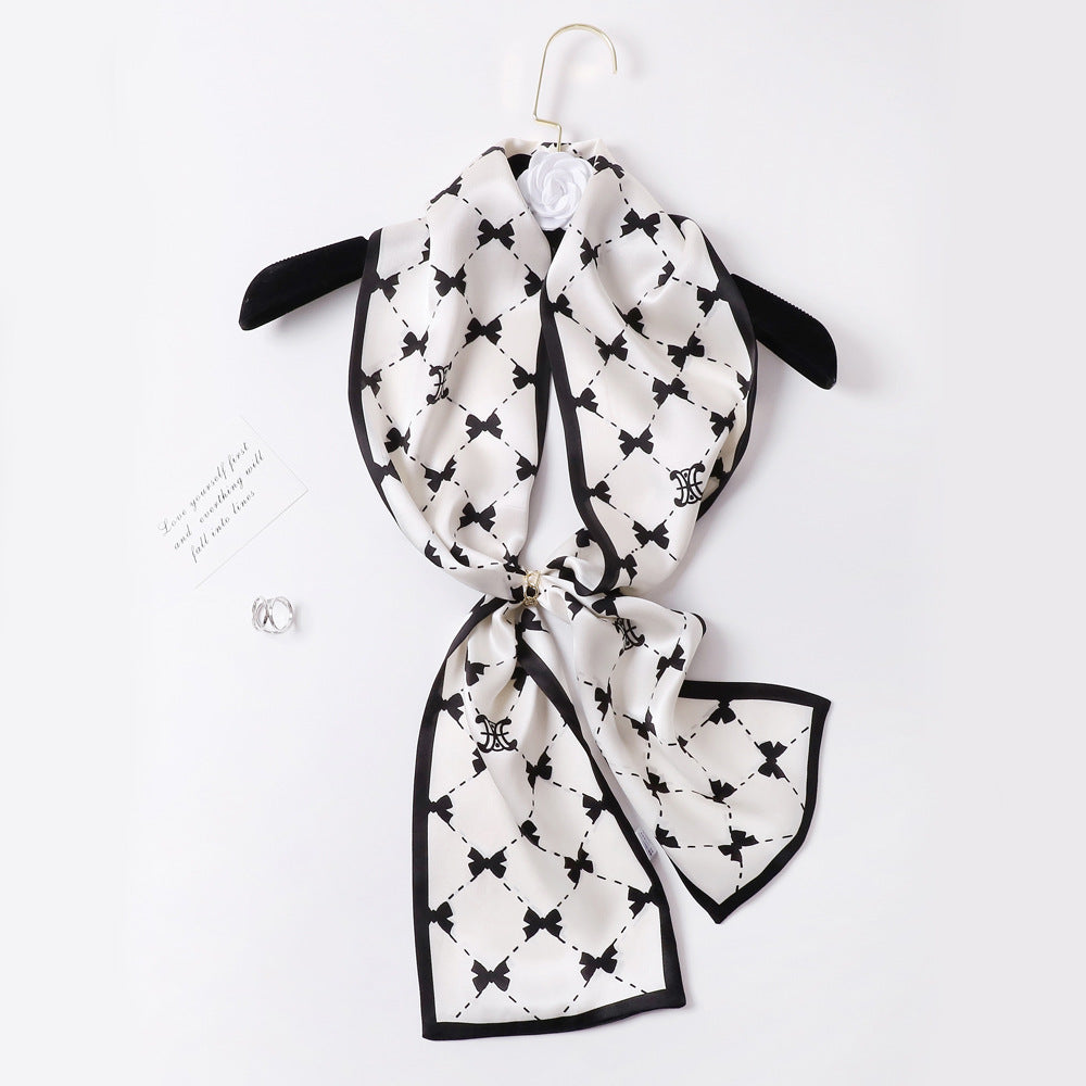 BCHICU PZS04-03# Double Layers 145cm*17cm 100% Small Silk Scarf Neckerchiefs