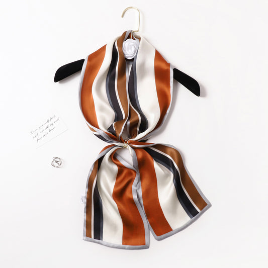 BCHICU PZS06-02# Double Layers 145cm*17cm 100% Small Silk Scarf Neckerchiefs