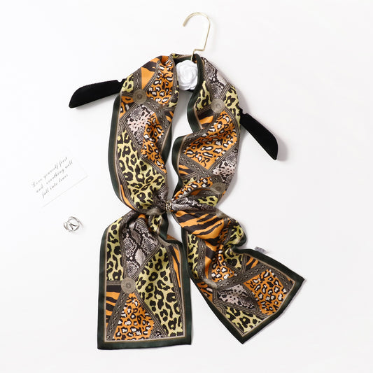 BCHICU PZS07-01# Double Layers 145cm*17cm 100% Small Silk Scarf Neckerchiefs