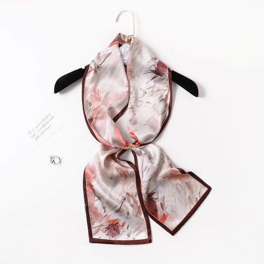 BCHICU PZS09-04# Double Layers 145cm*17cm 100% Small Silk Scarf Neckerchiefs