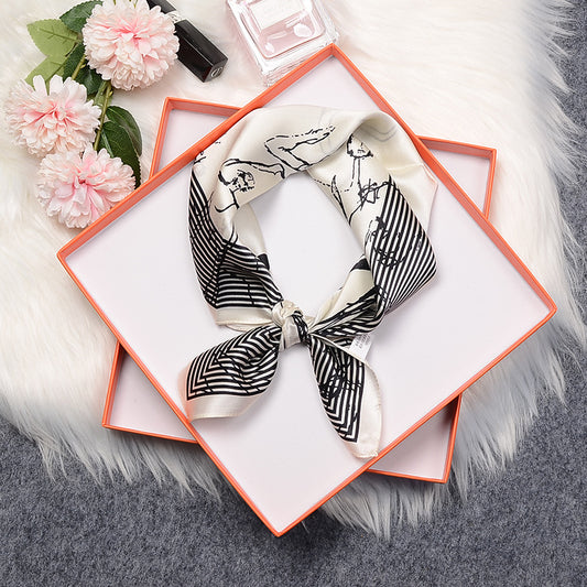 BCHICU S21010 53cm*53cm Print 100% Small Square Silk Scarf Neckerchiefs&Bandana