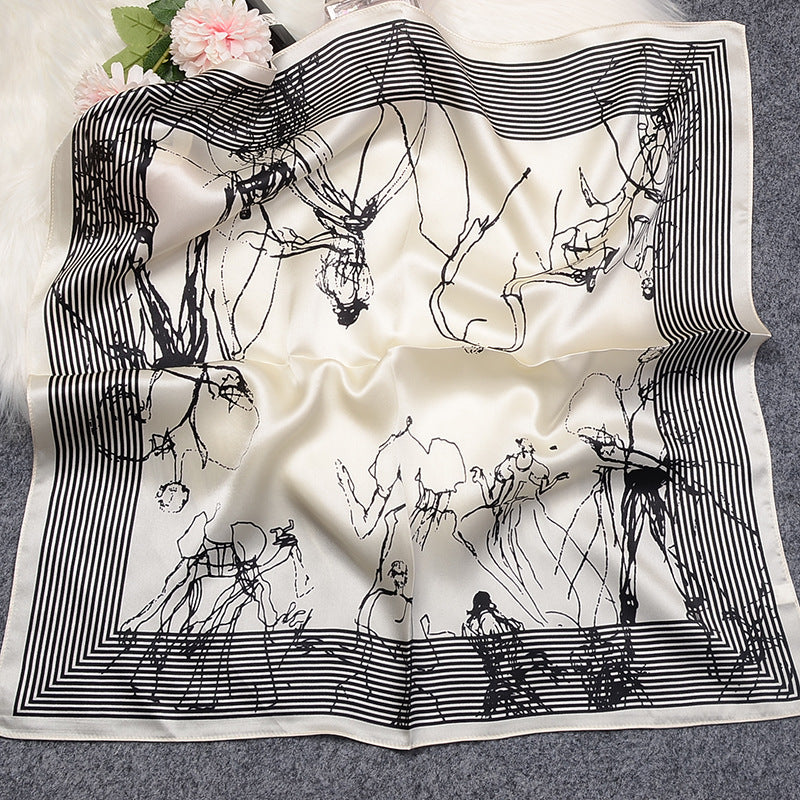 BCHICU S21010 53cm*53cm Print 100% Small Square Silk Scarf Neckerchiefs&Bandana