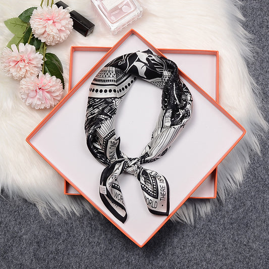 BCHICU S21037 53cm*53cm Print 100% Small Square Silk Scarf Neckerchiefs&Bandana