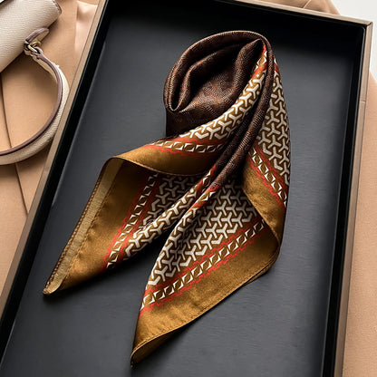 BCHICU Women's Or Men's 100% Small Square Silk Scarf 50cm*50cm  Yellow-Brown Neckerchiefs&Bandana