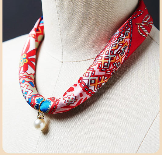 BCHICU #ZS-1201 40cm 100% Silk Necklace Scarf Soft And Breathable&Fine Printing Hand-Sewn