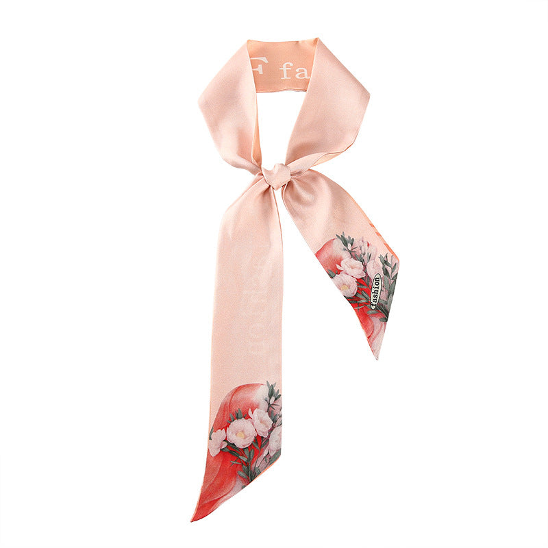 BCHICU Twilly Pink Roses 125cm*6cm 100% Silk (Mulberry Silk)Hypotenuse Hair Bands&Bags Ribbons&Neckband