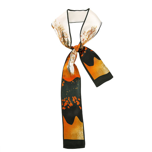 BCHICU Twilly Sunset on Poplar Grove 125cm*6cm 100% Silk (Mulberry Silk)Hypotenuse Hair Bands&Bags Ribbons&Neckband