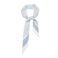 BCHICU Twilly Light Blue Checkerboard 125cm*6cm 100% Silk (Mulberry Silk)Hypotenuse Hair Bands&Bags Ribbons&Neckband