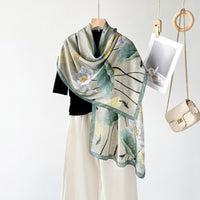 BCHICU ZS25-Lotus Flower 55cm*170cm 100% Silk Shawls