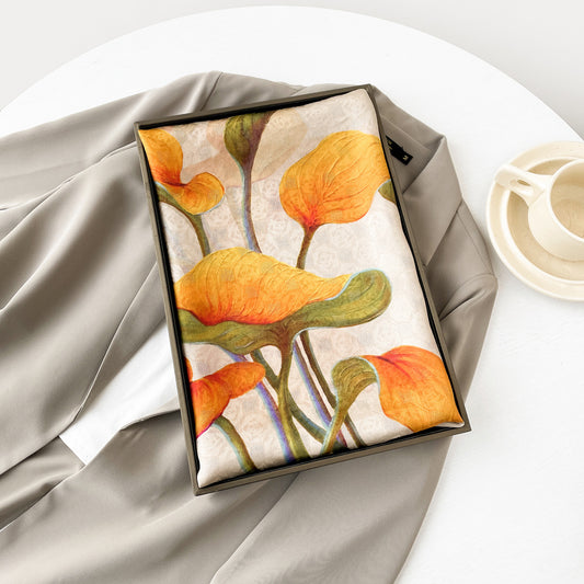BCHICU ZS25-Orange 55cm*170cm 100% Silk Shawls