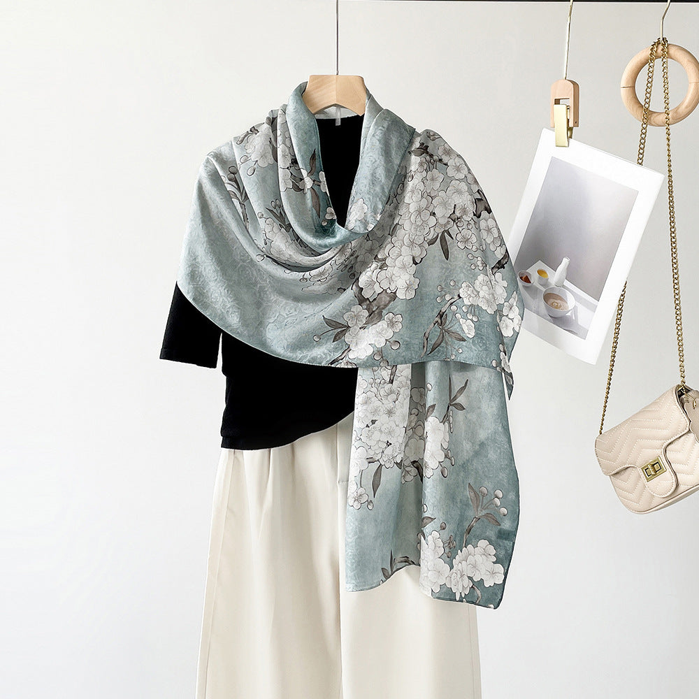 BCHICU ZS25-Green Sophora 55cm*170cm 100% Silk Shawls
