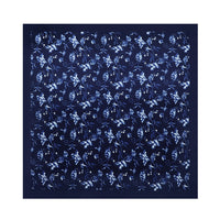 BCHICU Dark Blue Flower Vine 53cm*53cm Print 100% Small Square Silk Scarf Neckerchiefs&Bandana