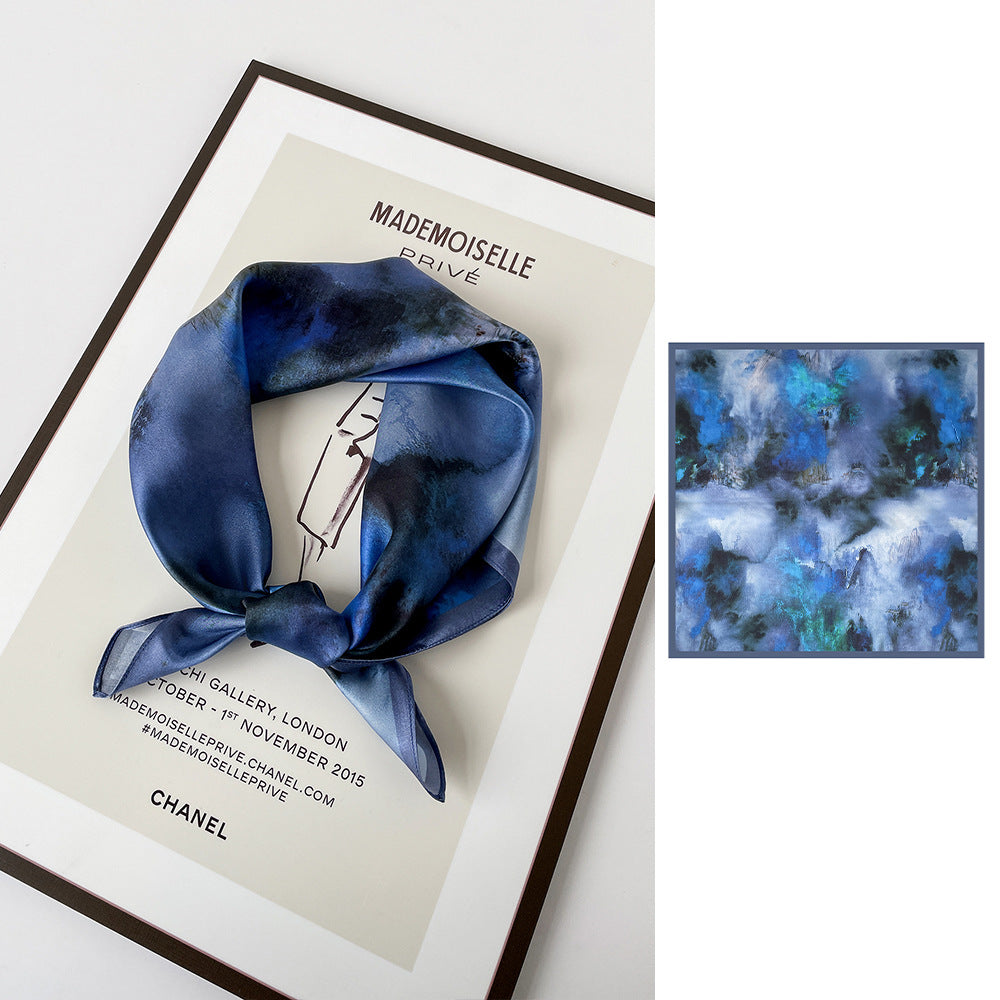 BCHICU Blue 66cm*66cm 100% Silk Small Square Scarf Small Neckerchief with Suit