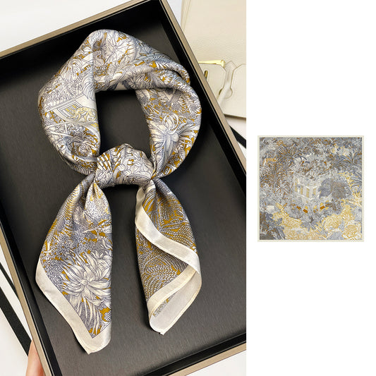 BCHICU ZS7003-03# 66cm*66cm 100% Silk Small Square Scarf Small Neckerchief with Suit