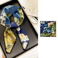 BCHICU Blue 66cm*66cm 100% Silk Small Square Scarf Small Neckerchief with Suit