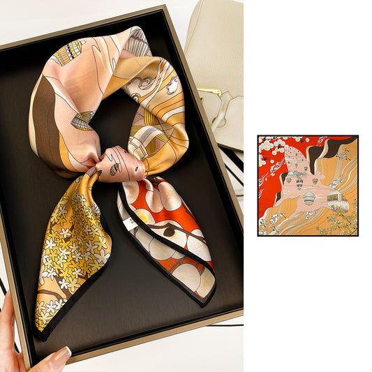 BCHICU Red 66cm*66cm 100% Silk Small Square Scarf Small Neckerchief with Suit