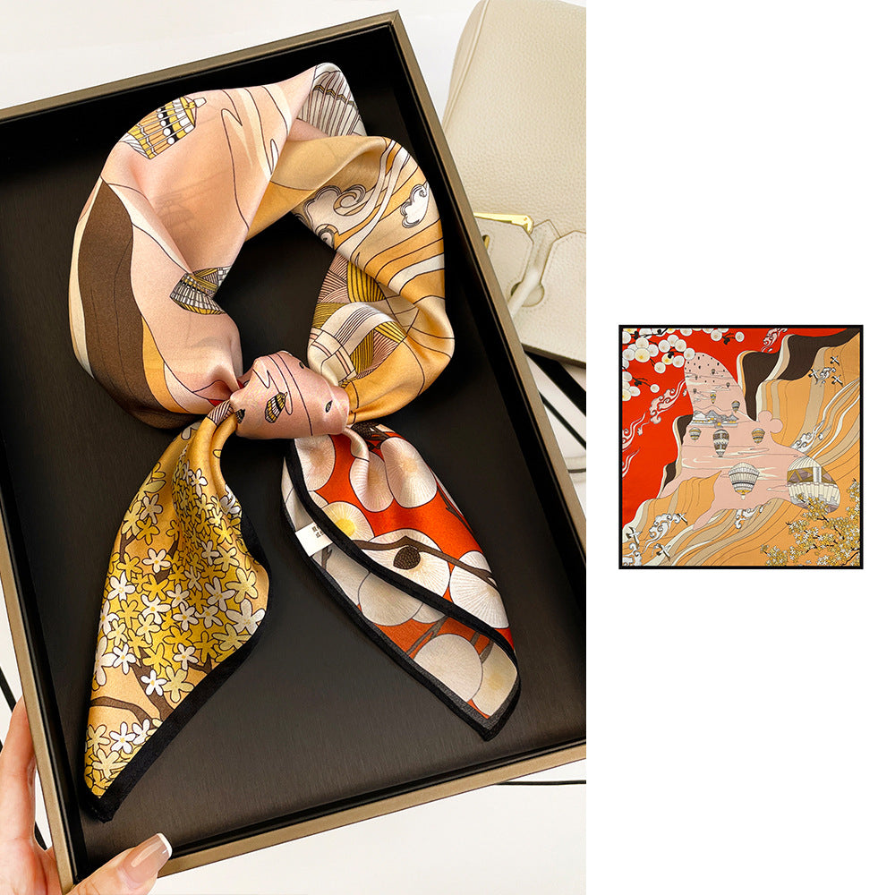 BCHICU Red 66cm*66cm 100% Silk Small Square Scarf Small Neckerchief with Suit
