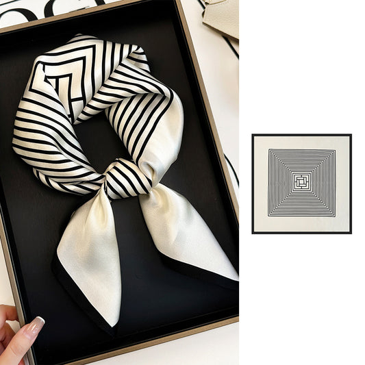 BCHICU Stripes 66cm*66cm 100% Silk Small Square Scarf Small Neckerchief with Suit