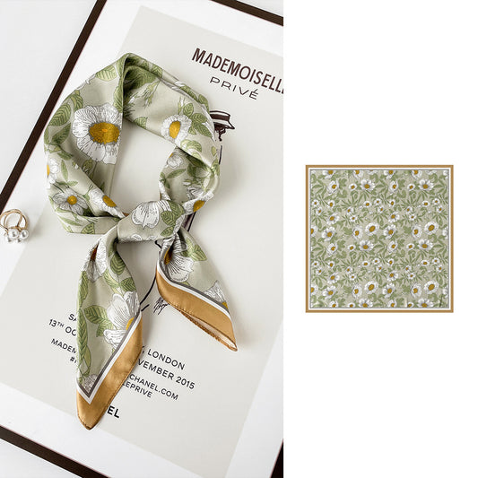 BCHICU ZS7013-Flowers 66cm*66cm 100% Silk Small Square Scarf Small Neckerchief with Suit