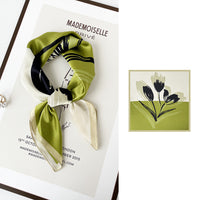 BCHICU ZS7013-Green 66cm*66cm 100% Silk Small Square Scarf Small Neckerchief with Suit