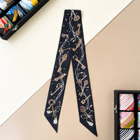 BCHICU Twilly 18mm High Quality Black Farpoint Key 86cm*5cm 100% Silk (Mulberry Silk) Hair Bands&Bags Ribbons&Neckband