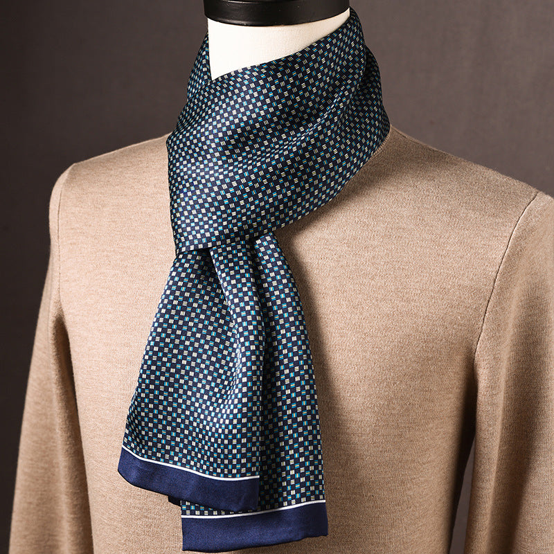 BCHICU 100% Mulberry Silk High-end Men's Scarf 160cm*26cm  : Versatile Long Business Scarf for Spring, Autumn, and Winter — Perfect Gift for Boyfriend