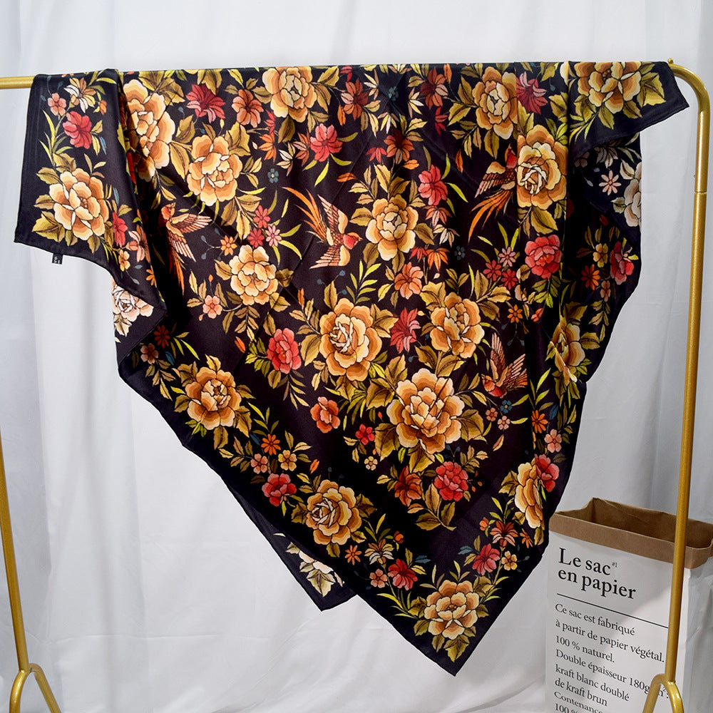 BCHICU Flowers Bloom 135cm*135cm A Large Square 100% Silk Scarves