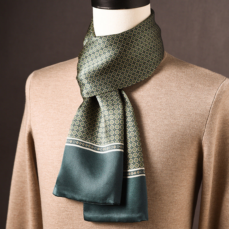 BCHICU 100% Mulberry Silk High-end Men's Scarf 160cm*26cm  : Versatile Long Business Scarf for Spring, Autumn, and Winter — Perfect Gift for Boyfriend