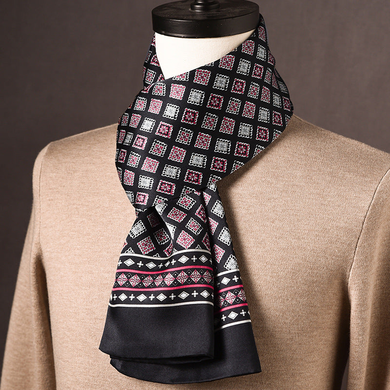 BCHICU 100% Mulberry Silk High-end Men's Scarf 160cm*26cm  : Versatile Long Business Scarf for Spring, Autumn, and Winter — Perfect Gift for Boyfriend