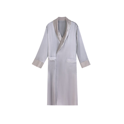 BCHICU Men's 19 mm Heavyweight Double-Layer Silk & Silk-Velvet Robe: 100% Mulberry Silk Luxury Loungewear for Autumn/Winter