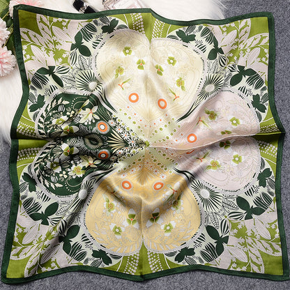 BCHICU Four-Leaf Clover 53cm*53cm Print 100% Small Square Silk Scarf Neckerchiefs&Bandana