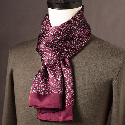 BCHICU 100% Mulberry Silk High-end Men's Scarf 160cm*26cm  : Versatile Long Business Scarf for Spring, Autumn, and Winter — Perfect Gift for Boyfriend