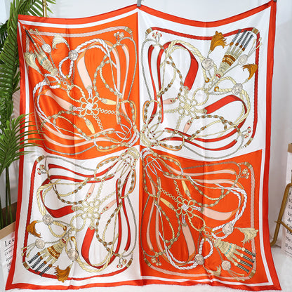 BCHICU Chain Orange 135cm*135cm A Large Square 100% Silk Scarves