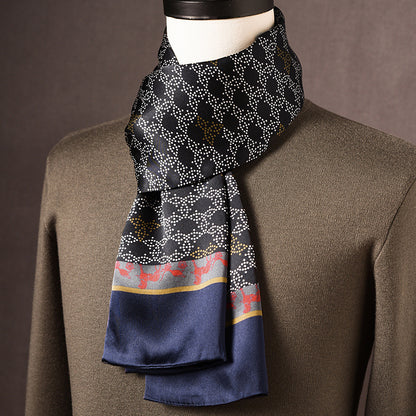 BCHICU 100% Mulberry Silk High-end Men's Scarf 160cm*26cm  : Versatile Long Business Scarf for Spring, Autumn, and Winter — Perfect Gift for Boyfriend