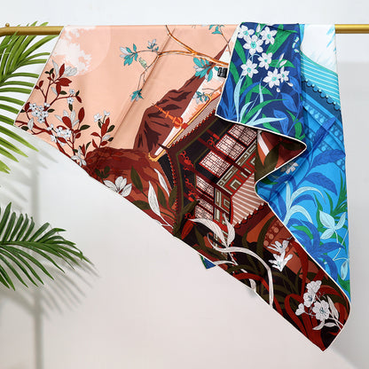 BCHICU Double-Sided Heterochromatic Printing 05# 88cm*88cm A Large Square 100% Silk Scarves