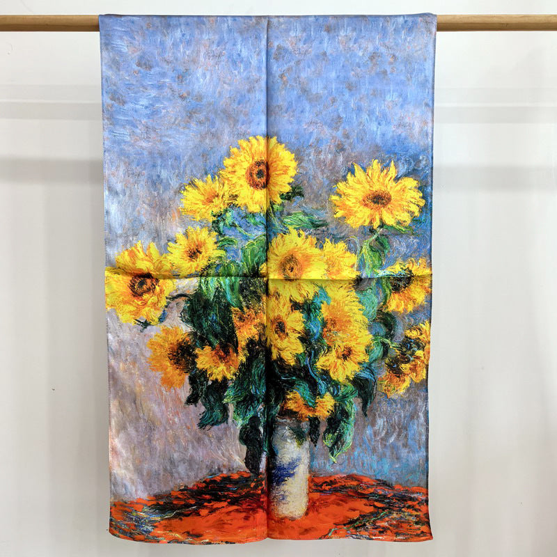 BCHICU Sunflower 55cm*173cm 100% Silk Satin Long Shawls&Scarves