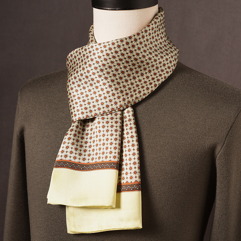 BCHICU 100% Mulberry Silk High-end Men's Scarf 160cm*26cm  : Versatile Long Business Scarf for Spring, Autumn, and Winter — Perfect Gift for Boyfriend