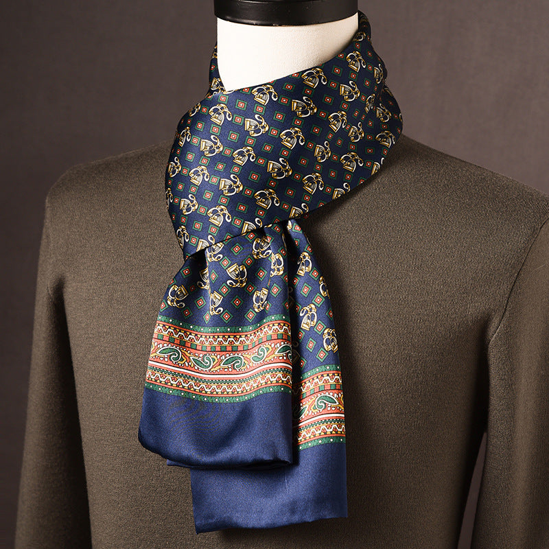 BCHICU 100% Mulberry Silk High-end Men's Scarf 160cm*26cm  : Versatile Long Business Scarf for Spring, Autumn, and Winter — Perfect Gift for Boyfriend