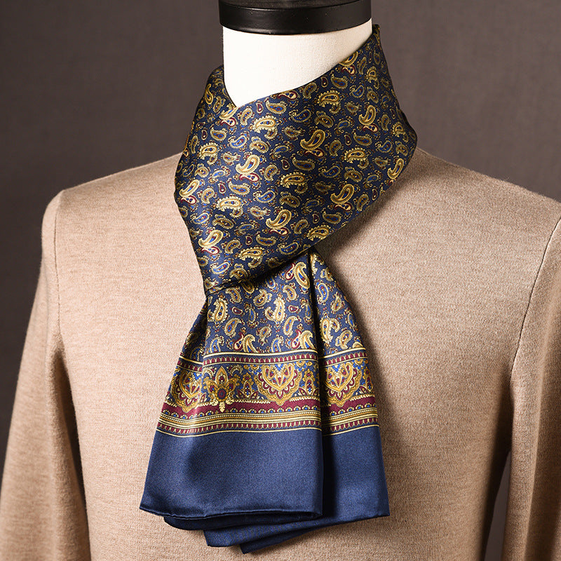 BCHICU 100% Mulberry Silk High-end Men's Scarf 160cm*26cm  : Versatile Long Business Scarf for Spring, Autumn, and Winter — Perfect Gift for Boyfriend