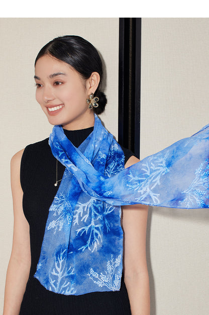 BCHICU 100% Mulberry Silk Tie-Dye Craft | Intangible Cultural Heritage: Elaborately Embroidered Mulberry Silk Long Shawls with a Luxurious Feel