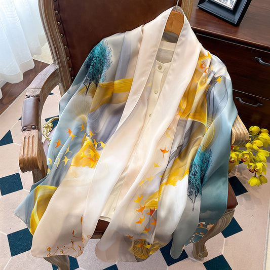 BCHICU Printing 03# 50cm*170cm 100% Silk Shawls&Scarves