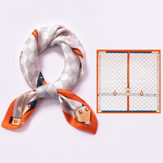 BCHICU Chevron Pipped Orange 65cm*65cm 100% Silk Small Square Scarf Small Neckerchief with Suit