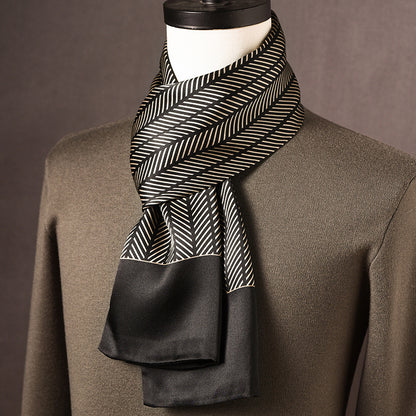 BCHICU 100% Mulberry Silk High-end Men's Scarf 160cm*26cm  : Versatile Long Business Scarf for Spring, Autumn, and Winter — Perfect Gift for Boyfriend