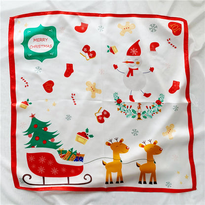 BCHICU Christmas Theme Beige 53cm*53cm 100% Silk Small Square Scarves